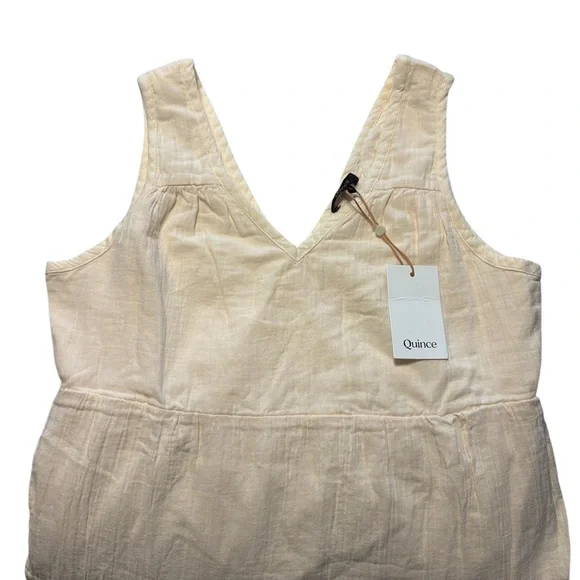 Quince 100% Organic Cotton Gauze Tiered Maxi Dress S Vintage Cream Vacation NWT - Picture 5 of 9